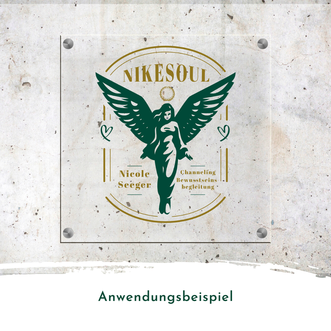 Referenz Logoerstellung Nicole Seeger Nikesoul Logo auf Plexiglas Schild